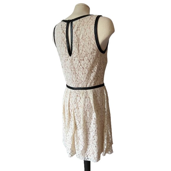 Speechless Cream Lace Babydoll Dress Sz 13 Juniors Black Faux Leather Waist - Picture 11 of 12